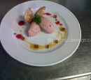 poultry-liver-mousse-on-melba-toast-with-madeira-glaze-tangy-cranberry-and-mango-coulis